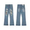 Loose Casual Men's Jeans Graffiti Spray Paint Micro Flare Street Style Patchwork Long Trousers Hip Hop Fashion 2