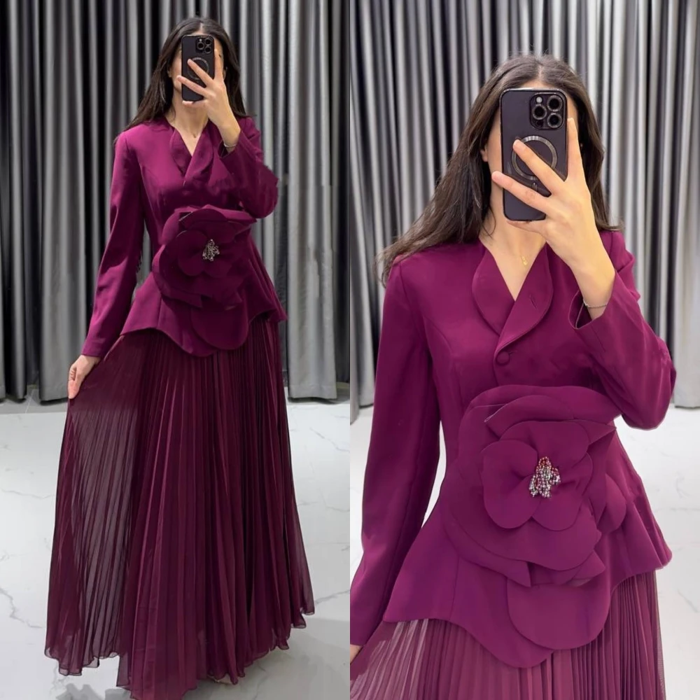 Prom Dress Saudi Arabia Prom Dress Satin Flower Draped Celebrity A-line V-Neck Bespoke Occasion Dresses Ankle-Length gardenwed a line simple pink flower girl dresses kids lovely tulle sleeves prom dress ins cute ball gown celebrity dresses