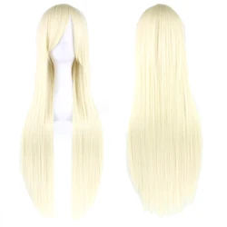 Soowee 80cm Long White Purple Synthetic Cosplay Wig - 32inches (Blonde)
