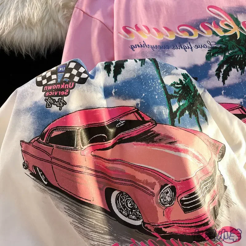 ★overdue flair★ VINTAGE PRINTING TSHIRT_PALE PINK Pink Leopard Distressed Oversize Graphic Tee