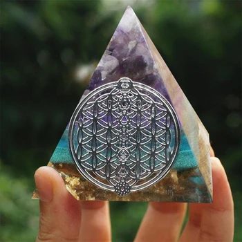 Orgonite Seven Chakra Energy Pyramid Aura Divination Supplies Yoga Meditation Ornaments Resin Craft EMF Protection Lucky Stone 2