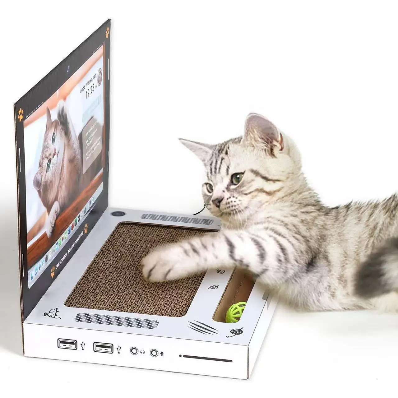 Description Picture 6 of itemCat Computer Laptop Cat Scratching Board Foldable Durable Corrugated Paper Cat Toy Wholesale