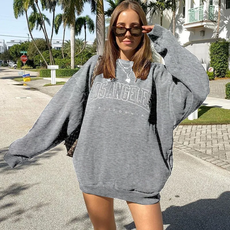 

Autumn Sweatshirts Women Clothes Pullovers Loose Casual Cotton Round Neck Tops Female Streetwear Long Sleeve Letter Sweatshirts