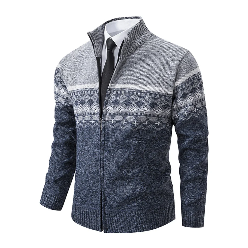Men's Sweaters Autumn Winter Imitation Wool Zipper Cardigan Sweaters Male Jacquard Casual Knitwear Sweatercoat M-3XL