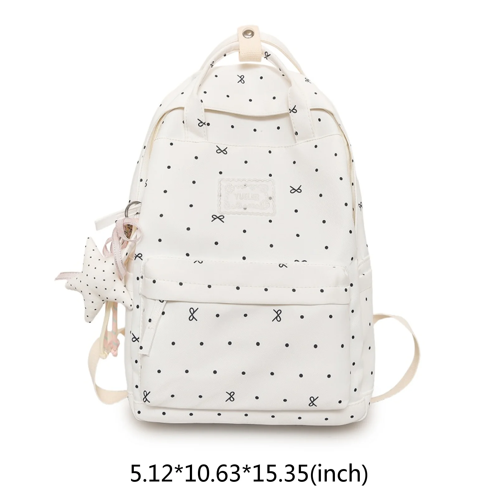 Kawaii Polka Dot Aesthetic Preppy Backpack Large Capacity Campus Bookbag Travel Casual Daypack for Teens Girls Students 6