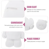 2 Pcs White Embryo Rabbit Piggy Bank Bunny Purse Coin Kids Cartoon Cute Vinyl Unfinished Child Toys 2