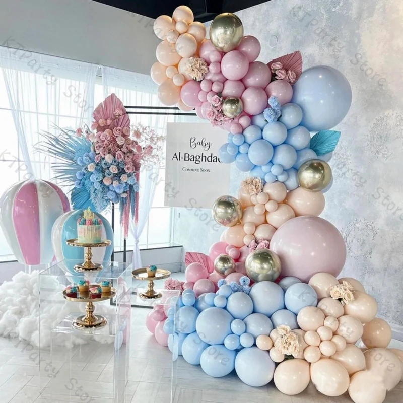 

4 Pastel Color Pink Purple Yellow Tiffany Blue Balloons Garland Arch For Children Birthday Party Decoration Baby Shower Baptism