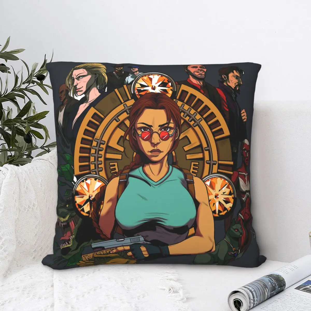 

Characters Throw Pillow Case Tomb Raider Lara Action Game Cushion For Home Sofa Chair Decorative Hug Pillowcase