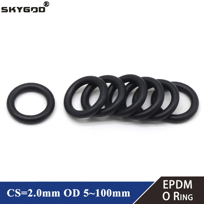 10/50Pcs EPDM o Rings CS 2mm OD 5 100mm Acid and Alkali Resistance