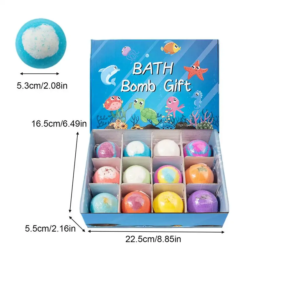 Ocean-Themed Bath Bomb Gift Set with Surprise Sea Animal Toys - 12 Natural Bubble Bath Salt Balls