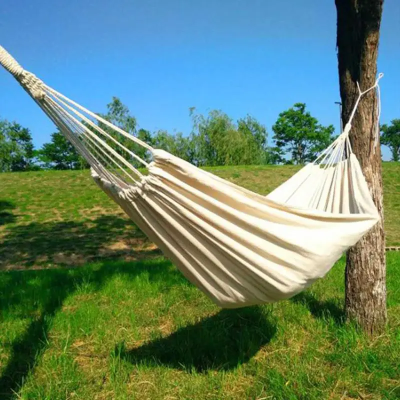 Double Hammock Outdoor Rollover Prevention Camping Canvas Hanging Swing Bed 200x150cm Actual Use Area