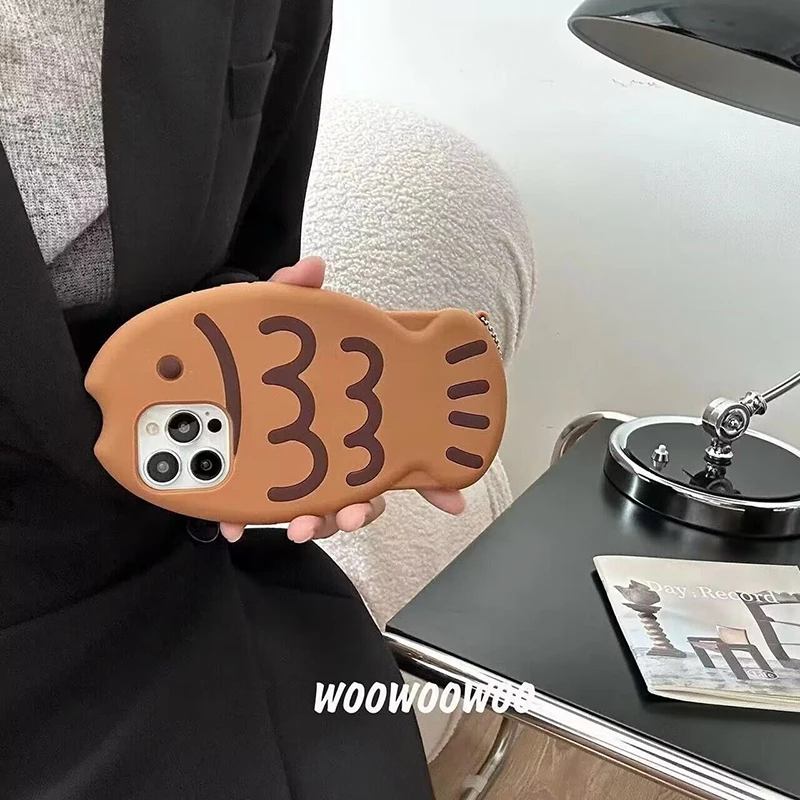 Cartoon Fish Silicone Soft Phone Case with Pendant