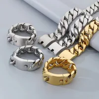 Collier en acier inoxydable 18 carats, bijoux épais en or, chaîne à maillons cubains, ras du cou pour hommes 5