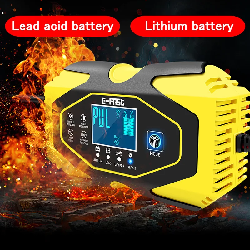 Caricabatteria Per Moto Da Auto 12V 24V Per Auto Moto Smart Charging Gel Digitale Agm Lithium Lifepo4 Batteria Al Piombo Bagnata