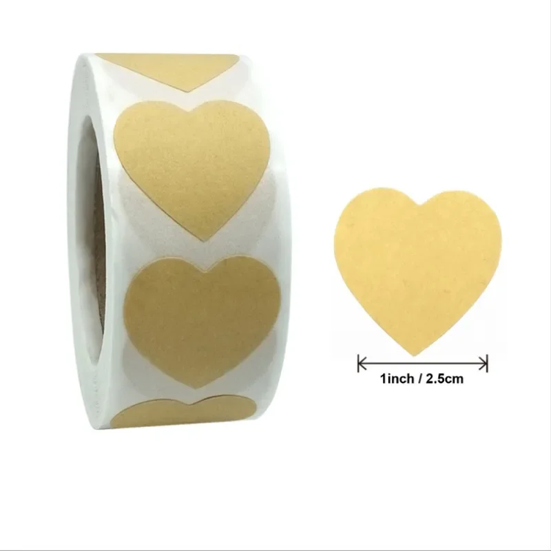 500Pcs 1 inch Roll sealing stickers round cowhide blank sticker label Kraft paper DIY Paper bag packaging 25*25mm