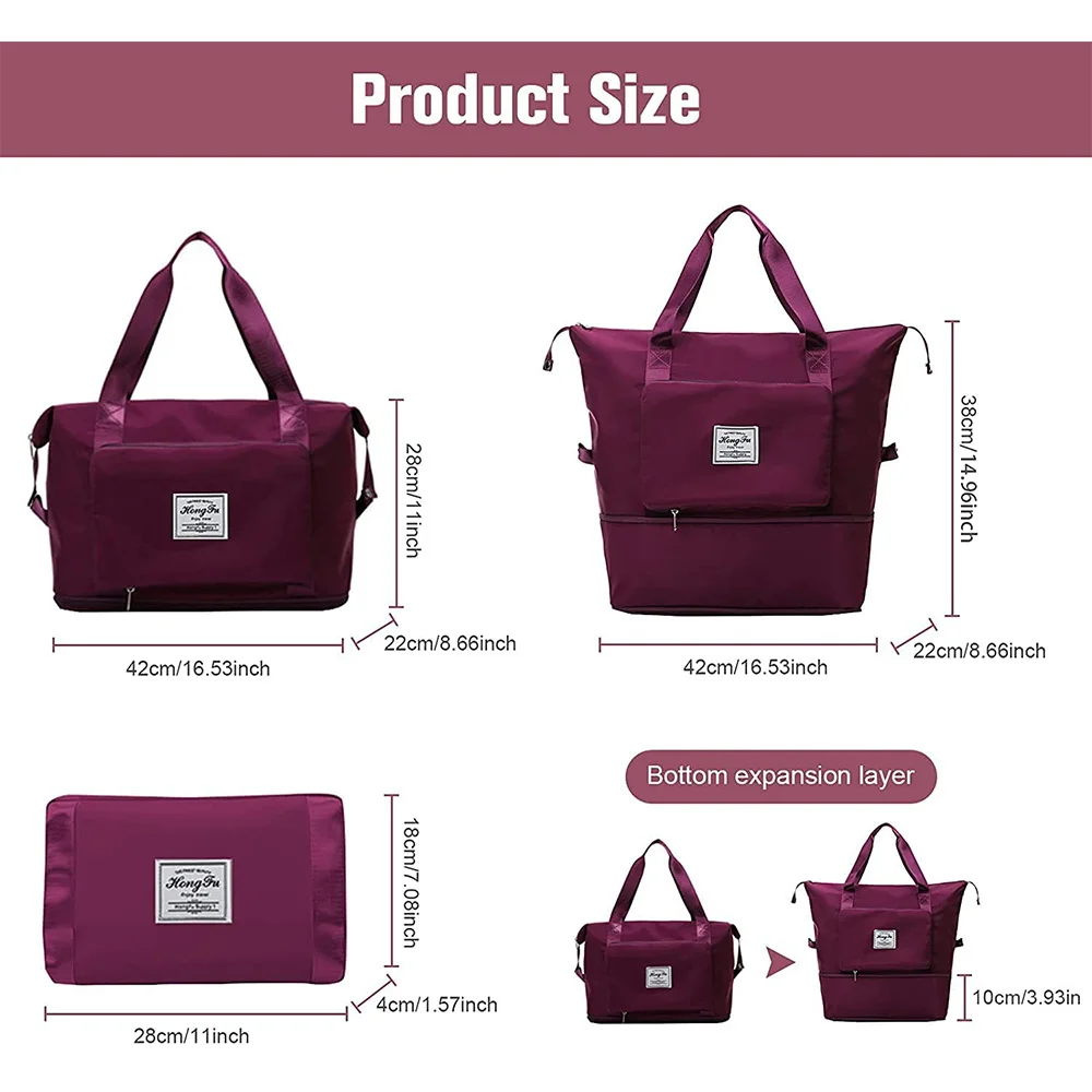 Folding Travel Bags Waterproof Tote Travel Luggage Bags Women Large Capacity Multifunctional Duffle Handbag
