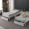 White Metal Bunk Bed Twin Over Twin with Storage Drawers Built-in Ladder Safety Guardrail Space Saving Solution Kids Room 3