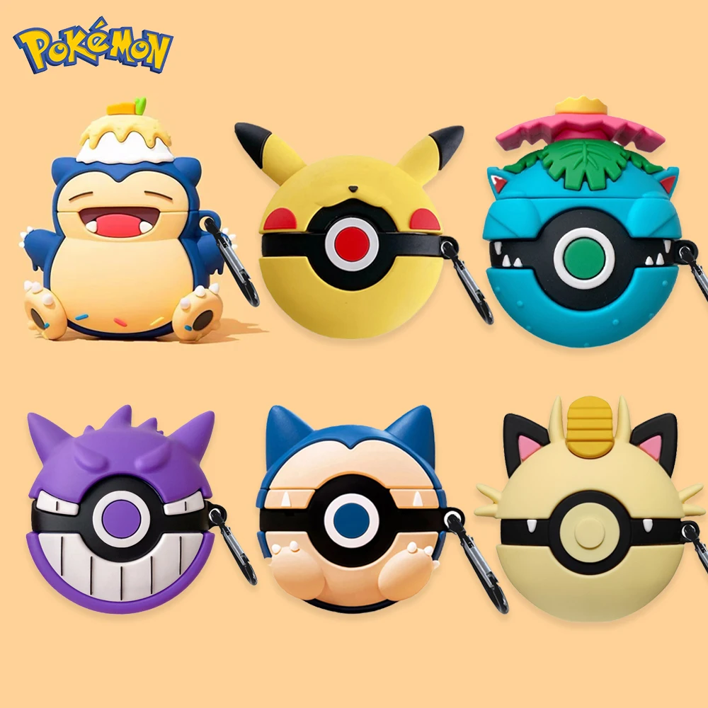 

Anime Pokemon Pikachu Earphone Case For Airpods 1 2 3 Pro Cartoon Snorlax Mewtwo Bluetooth Headphone Case Soft Cover Shell Gifts