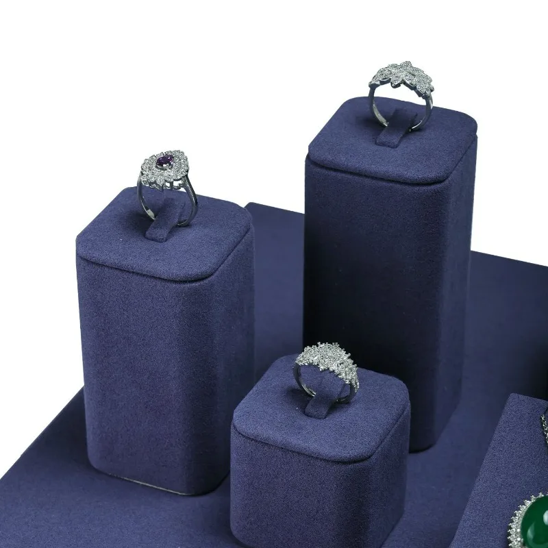 Blue Jewelry Display Stand Set Modern Ring Earring Bracelet Mannequin Holder for Boutique Counter Retail Wholesale
