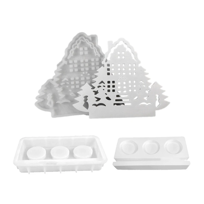 Tree House Holder Mold Candlestick Silicone Tealight Holder Resin Epoxy Molds DIYs Handicrafts Moulds