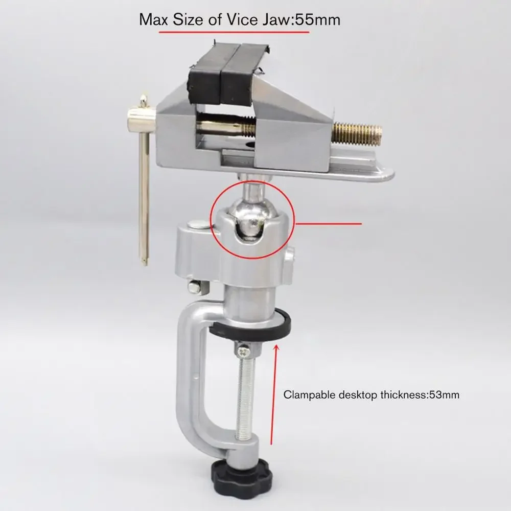 Portable 360° Table Swivel Vise Woodworking Universal Mini Clamp-on Table Bench Vise Rotating Drill Stand Hobby Use DIY 5