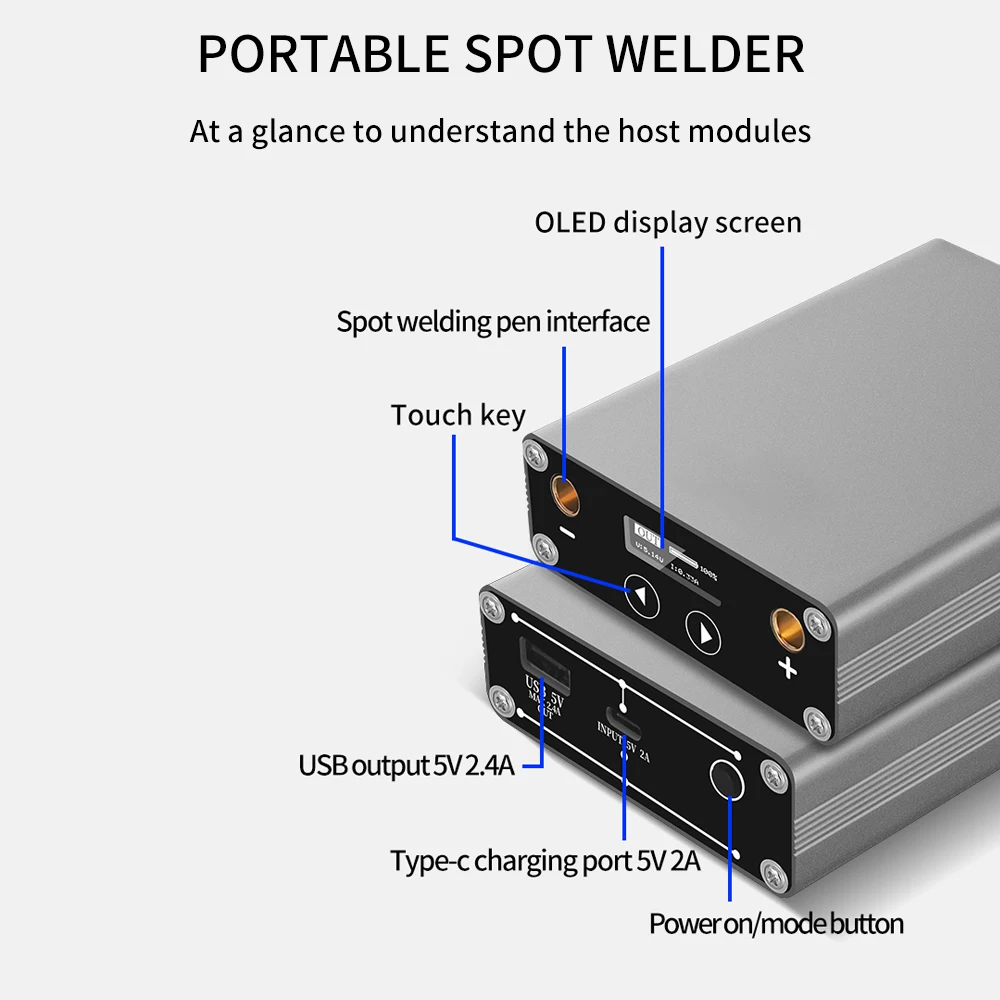 Puntlasser Verstelbare 30 Versnellingen Oled Scherm 5000Mah Lipo Inclusief Voor Max 0.15Mm Nikkel Strip Draagbare Puntlassen DH-30