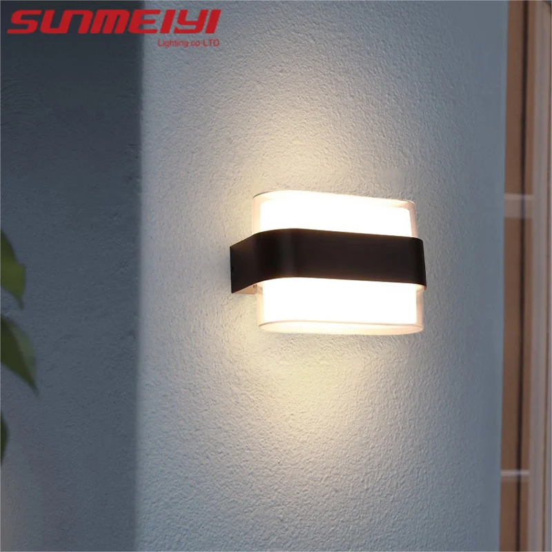 Outdoor LED Double Head Wall Lamp Waterproof Acrylic Square Wall Lamp Stair Aisle Simple Waterproof