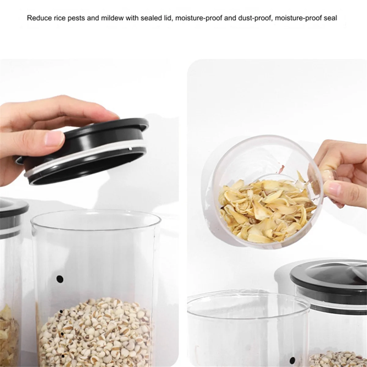 Food Jar Dispenser Safe Airtight High Capacity Grains Cereal Bucket Dispenser for Kitchen Food Storage Cereal Bucket A 4