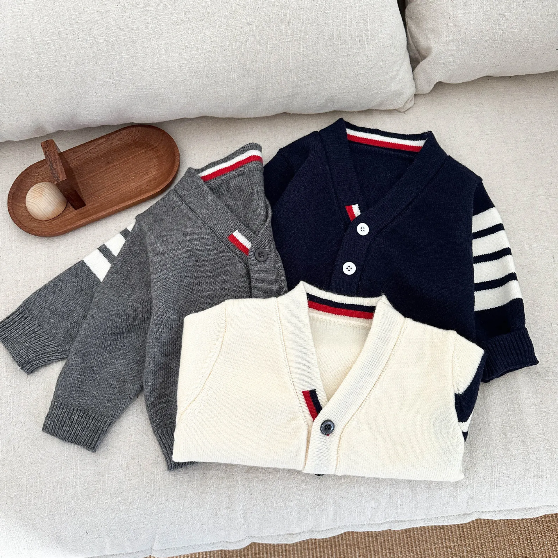 Baby Clothing Boys Baby Knitted All Match Cardigan Spring Autumn New Boys Korean Style V Neck Fashion Casual Sweater Coat