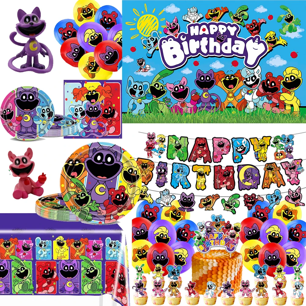Smiling Critters Catnap Birthday Party Supplies Balloon Tableware Paper Plate Tablecloth Kid Birthday Party Baby Bath