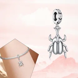 Elegant Sterling Silver Unicorn Beetle Charm for Bracelets - Ideal DIY Jewelry Gift for Women (NBC0094)