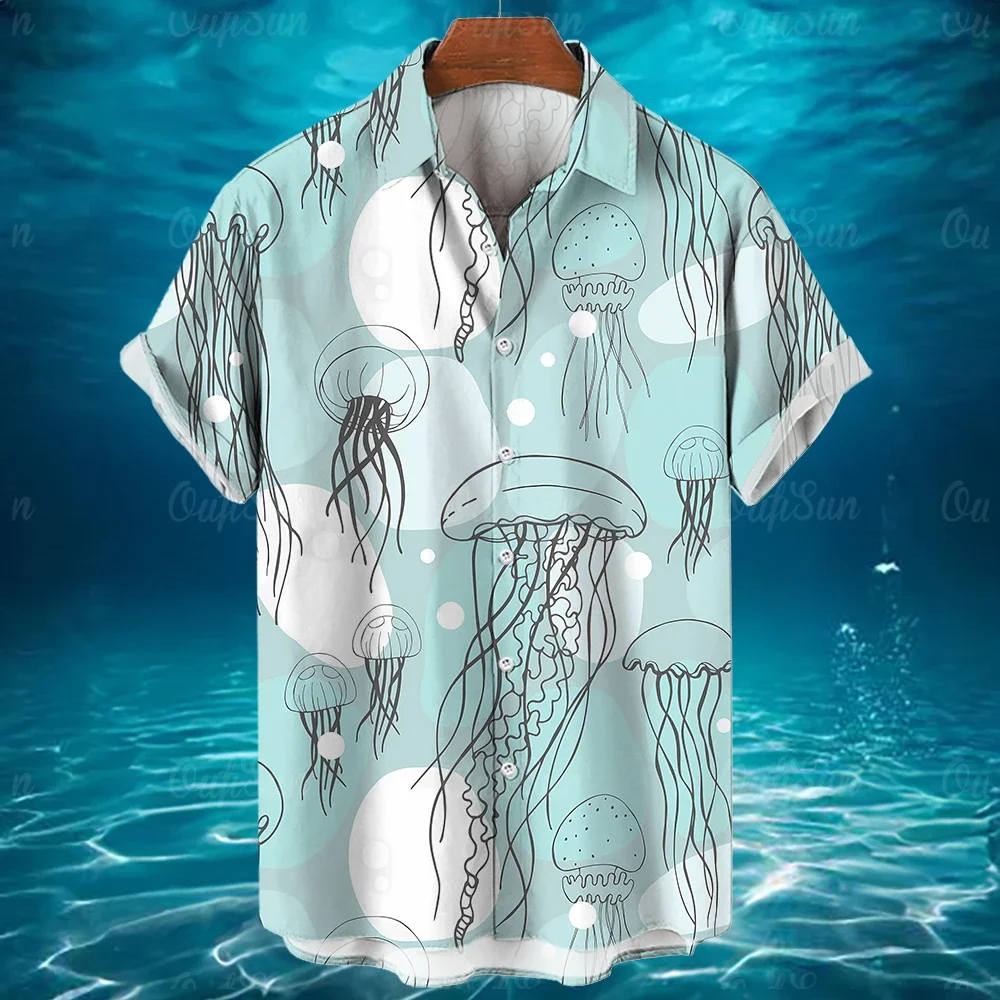 Men's Shirts 2024 Men's Shirts Animal Short Sleeve Casual Fashion Ocean 3D Printed Hawaiian Shirts Plus Size Men's Tops 5