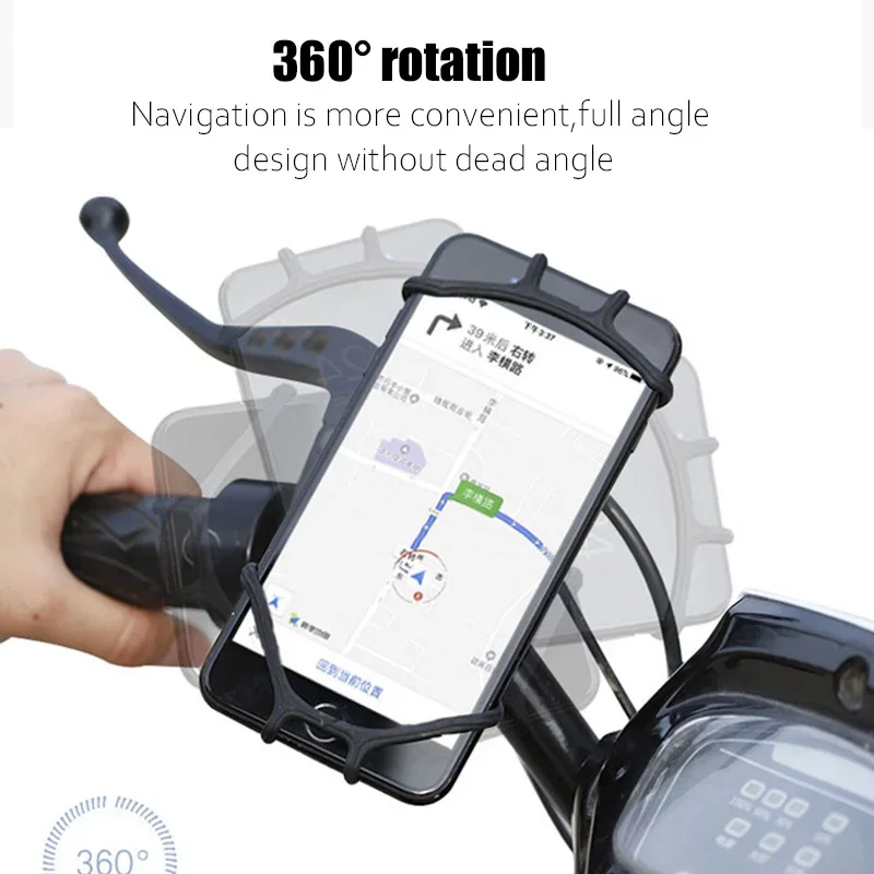 Universal Bicycle Mobile Phone Holder Rotating Silicone For 4.0-6.0 Inch