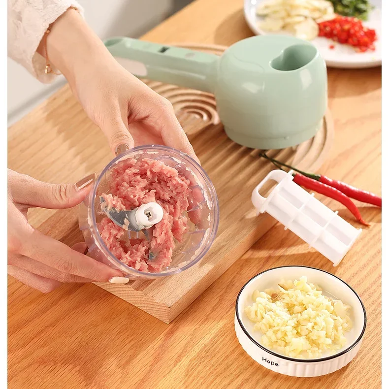 Multifunctional Electric Vegetable Cutter Slicer Garlic Mud Masher Chopper  Cutting Pressing Mixer Food Slice Usb Charging