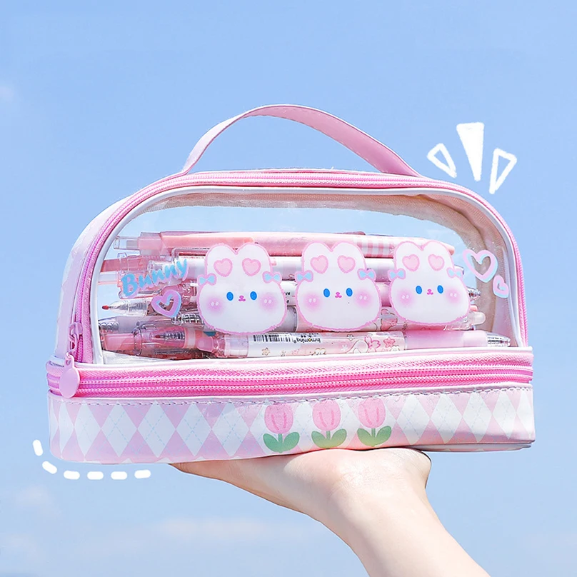 pencil case school for girls school pencil case for girls utiles escolares  carton estuche lapices with Compass multifunction