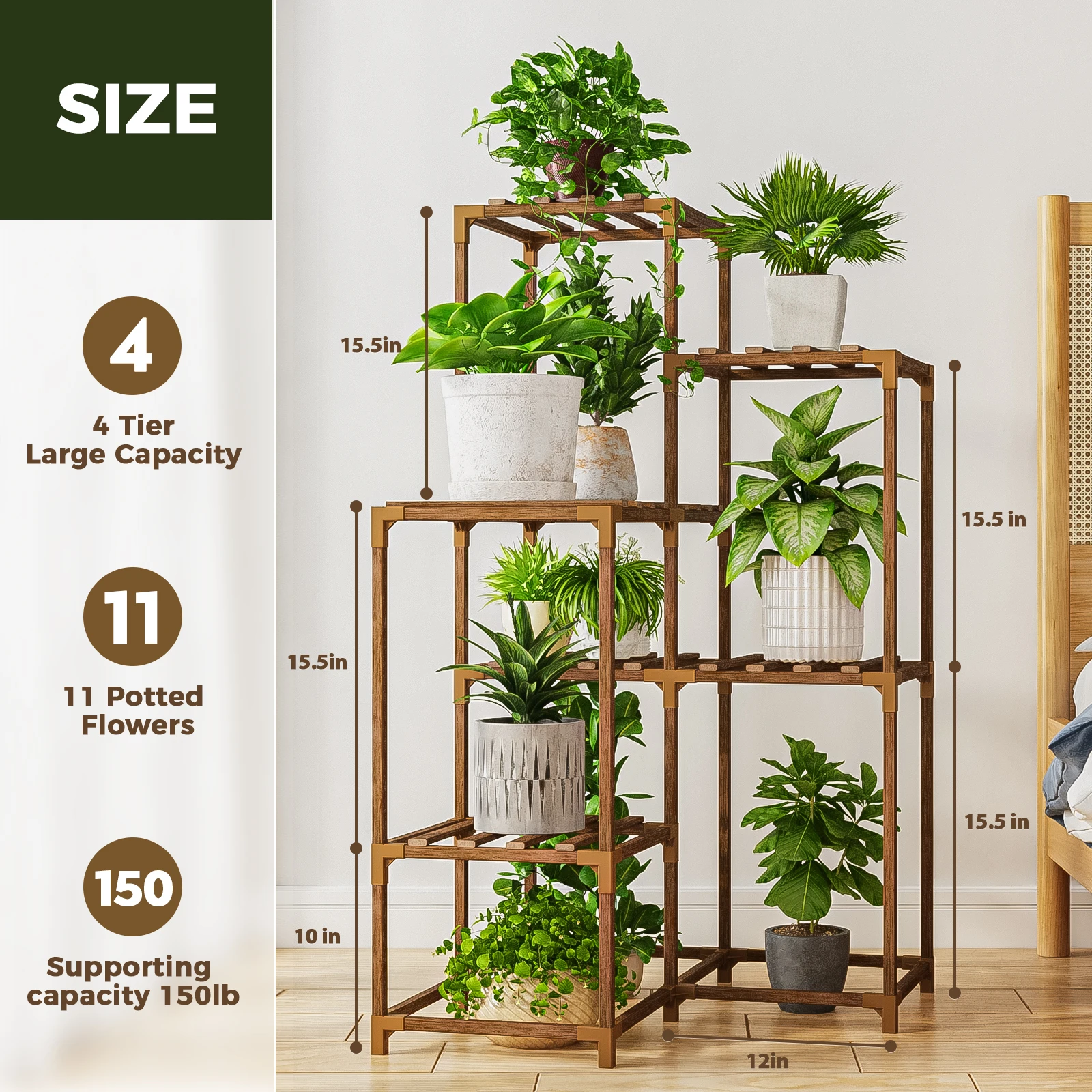 Bamworld Plant Stand Indoor Shelf Outdoor Corner Table 7 Pots Holder for Living Room Multiple Plants Patio Balcony Garden Decor 2