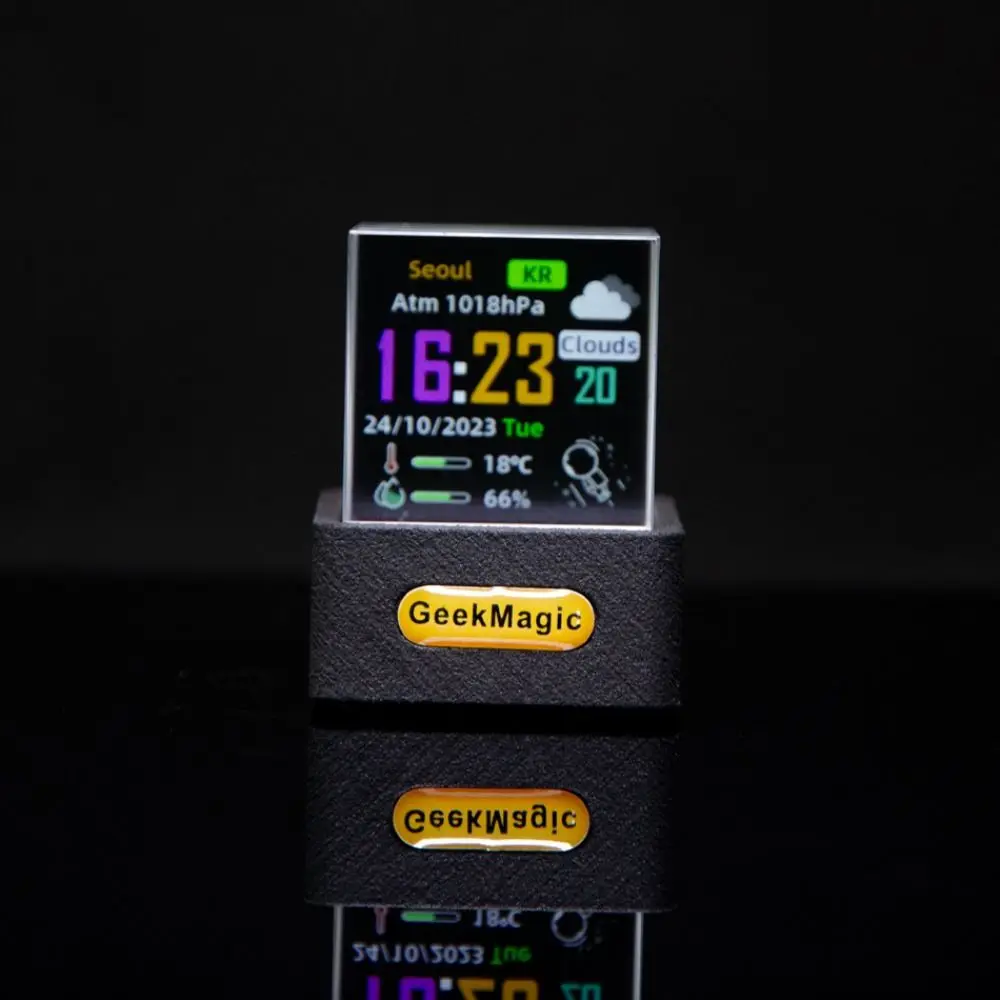 GIFTV Smart Weather Station Crystal Cube Holographic Digital Clock with GIF Animations GeekMagic Creative Gift digital clock weather clock lcd digital clock digital desk clock digital table clock