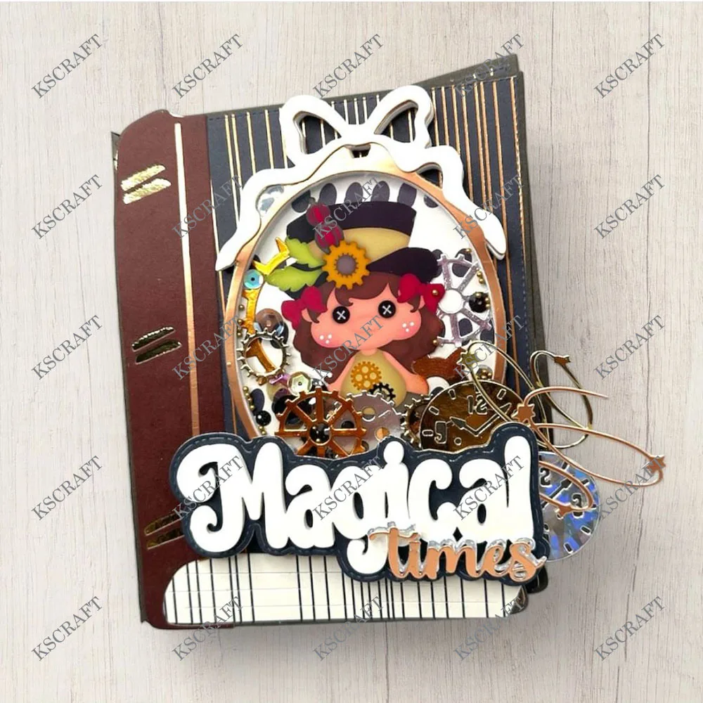 KSCRAFT 대형 도서 미니 앨범 금속 절단 다이 스텐실 DIY Scrapbooking 장식 엠보싱 DIY 종이 카드