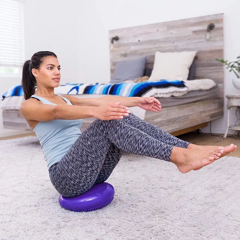 Core Balance Disc Trainer Inflated Stability Wobble Cushion With Pump For Improving Posture Stability Exercise Fitness Training