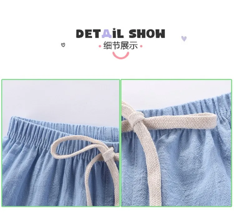 Children's shorts Thin pure cotton and linen baby boy girl outer pants five-point pants beach shorts