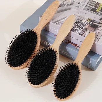 Spazzola Per Capelli Misto Setole Naturali E Perni In Nylon Per Lisciare Le Trecce, Perfetto Per Ammorbidire I Ricci Dopo L'Asciugatura E Aumentare La Lucentezza Dei Capelli 1