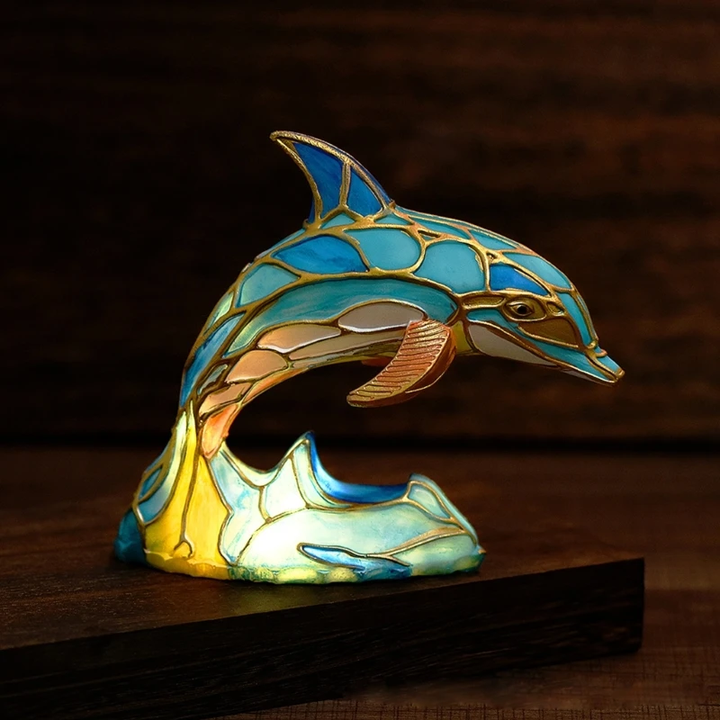 Elegant Colored Glass Animal Decoration Stained Table Lamp for Living Room and Bedroom