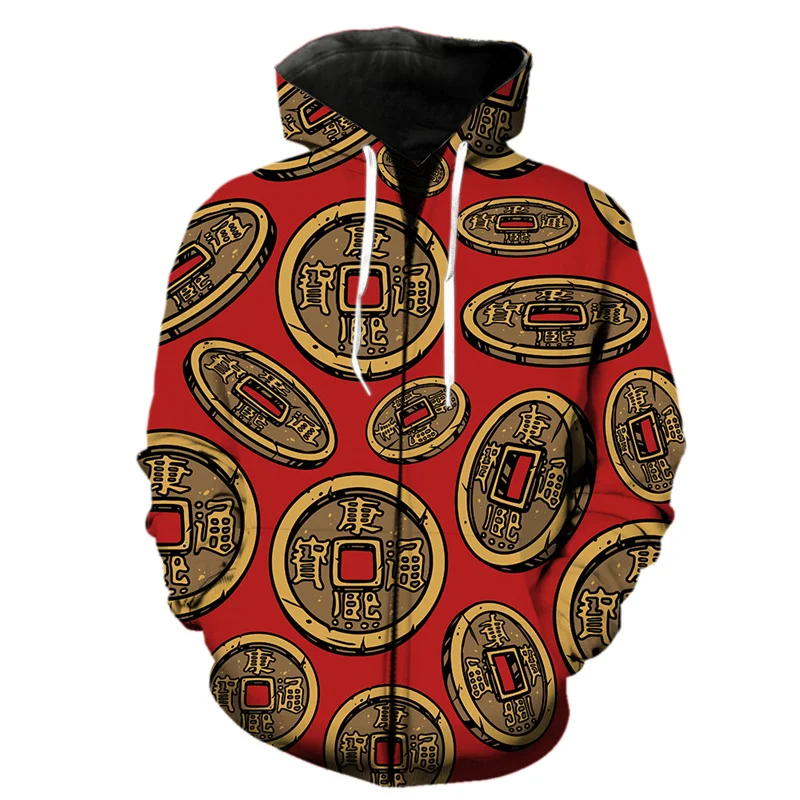 thumbnail image 1 of Sudadera con capucha y cremallera con estampado 3D de gato dragón oriental para hombre, sudadera de manga larga a la moda para niños, sudaderas con capucha Harajuku geniales, 1 of 5