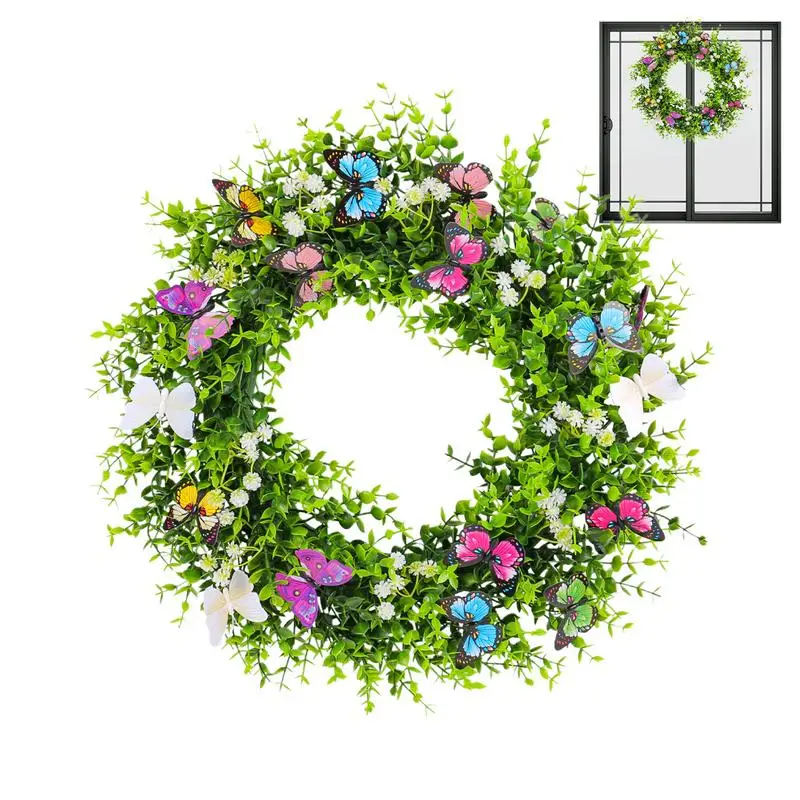 

Spring Wreaths For Front Door Butterfly Flowers Spring Wreath Garland Garland Wreath Sign Artificial Decor Rustic Welcome Front