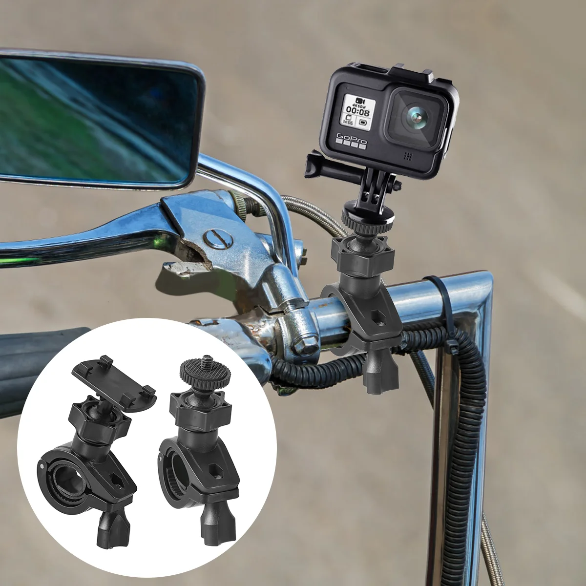 

2 шт. кронштейн для боковых запчастей мотоцикла аксессуары для руля зеркала заднего вида Велосипеда Подставка для камеры из АБС-пластика для мотоцикла