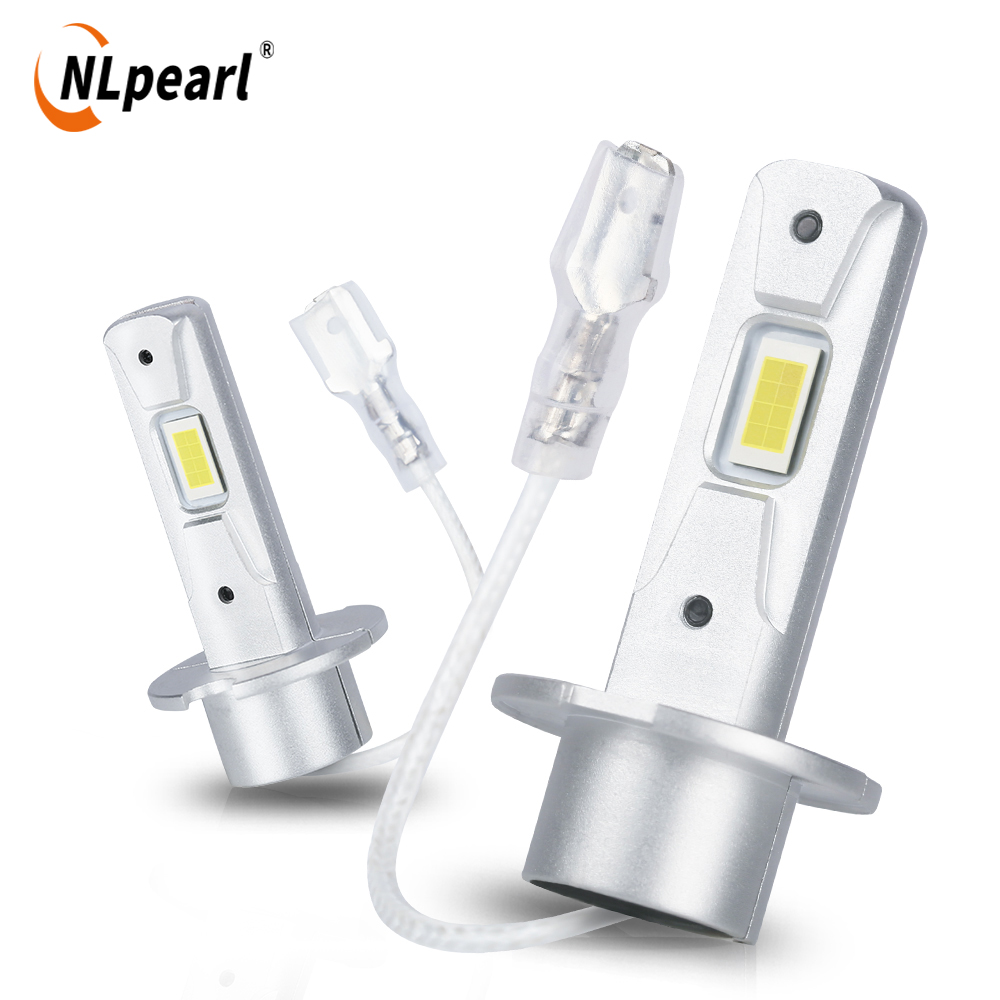 NLpearl 2Pcs H3 LED Car Headlights Bulbs Fanless Fog Lamps H3 H1 Daytime Running Light Super Bright  Fog Lamp Lights 6000K 12V