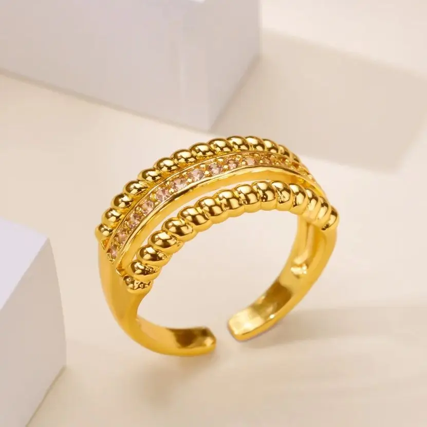 Gold Geometric Open Rings For Women
