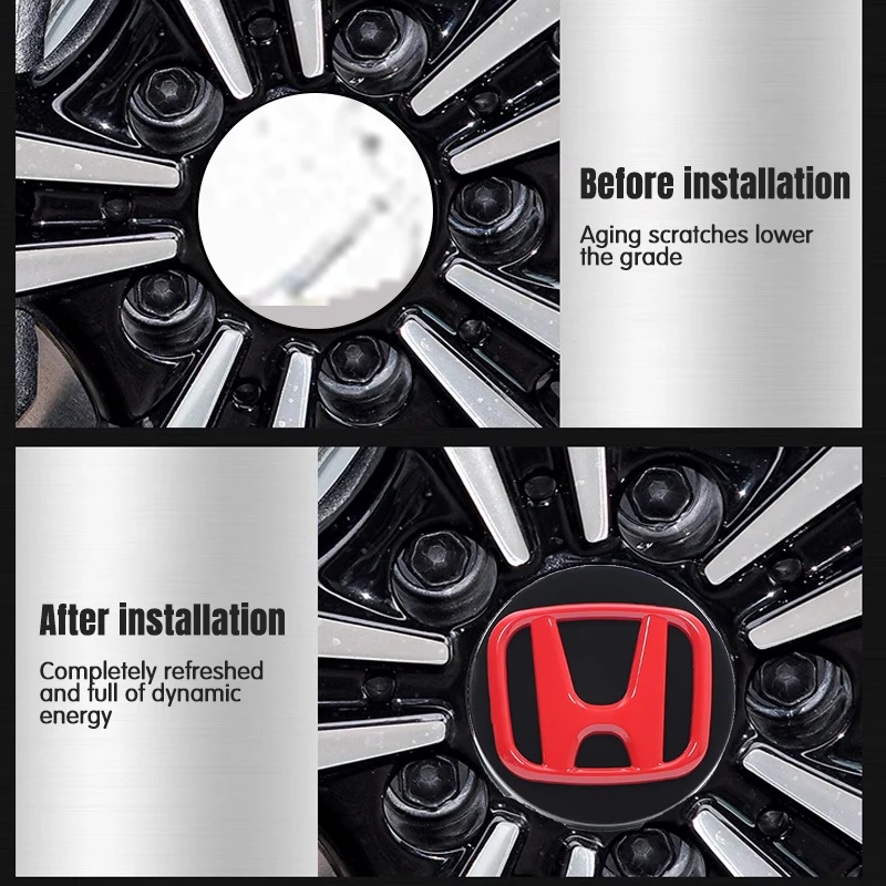 Wheel Hub Covers 4pcs 69mm Car Wheel Center Hub Center Cap Rim Hub Dustproof Cover Emblemem For Honda Accord CRV XRV Civic Odyssey