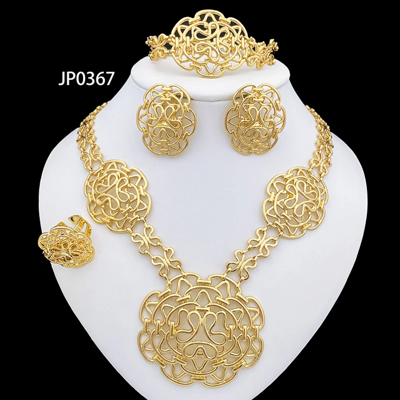 Gold Color Jewelry Set For Women Fashion Dubai Jewelry Necklace