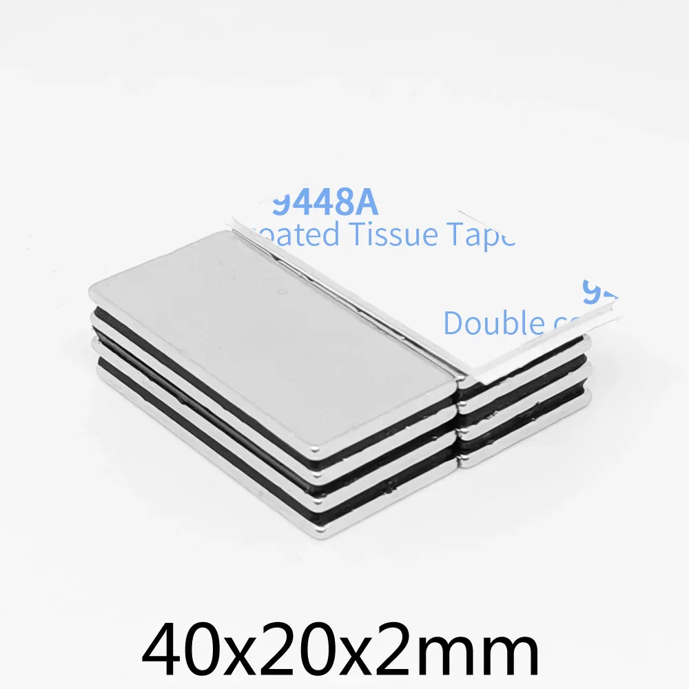 40x20x2mm 블록 강력 자석, 자가 접착식 40*20*2 롱 네오디뮴 자석 시트 4..